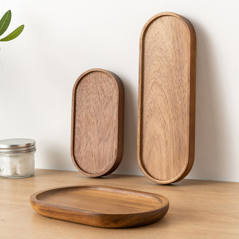 Zara Home Bathroom Tray - Tableware Solid Wood Food Tray Round