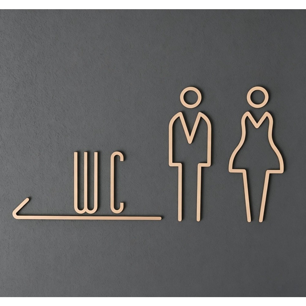Brass Restroom Door Sign, Gold - Home Bathroom Door Signs review and price