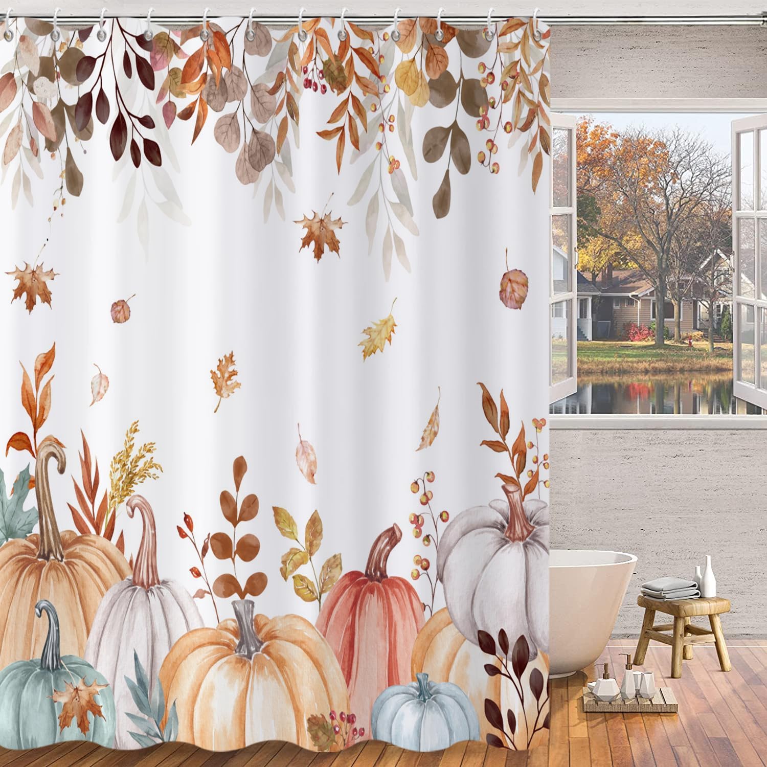 Fall Shower Curtain, Pumpkin M - Home Bathroom Tub review and price