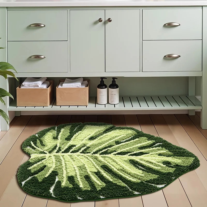 VIKAMA Non-Slip Bath Mat Green - Home Bathroom Carpet review and price