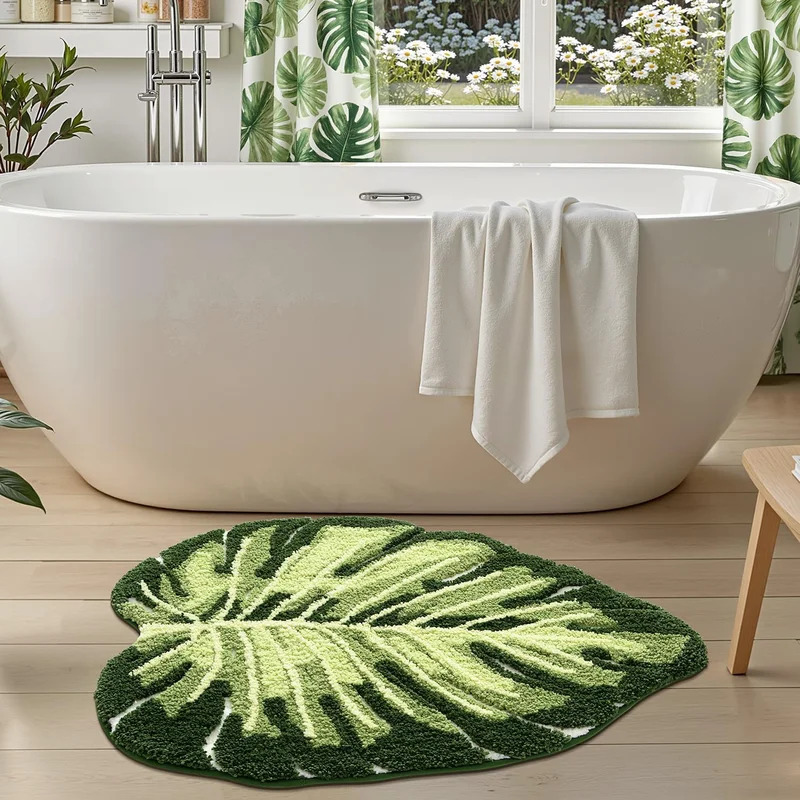VIKAMA Non-Slip Bath Mat Green - Home Bathroom Carpet review and price