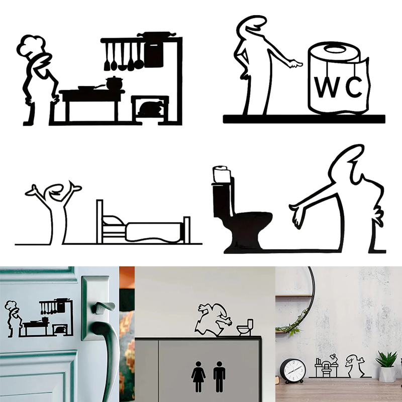1Pc PVC Minimalist Line Art St - Home Bathroom Door Signs review and price