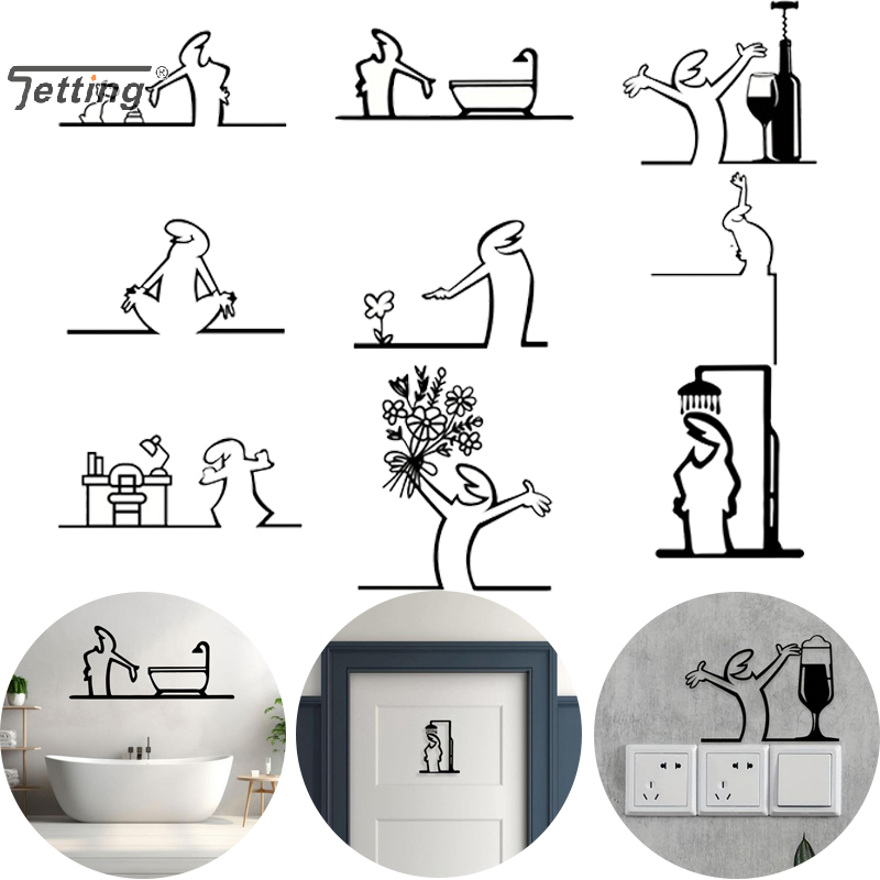 Black Shower Figure Wall Decor - Home Bathroom Door Signs review and price