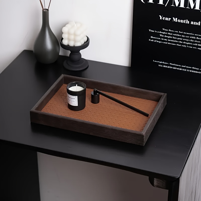 1pc Woven Texture Faux Leather - Zara Home Bathroom Tray review and price