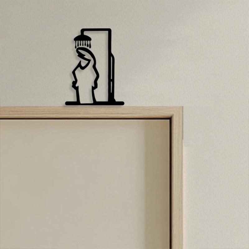 Black Shower Figure Wall Decor - Home Bathroom Door Signs review and price