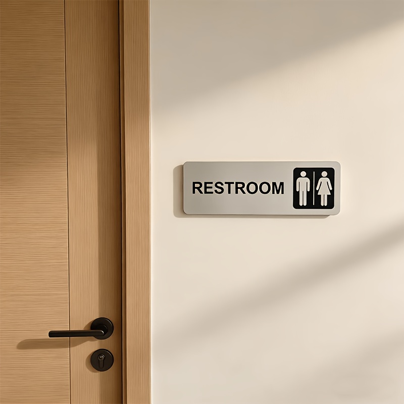 1Pcs Brushed Metal Restroom Si - Home Bathroom Door Signs review and price