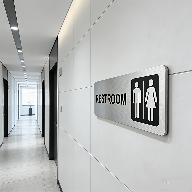 1Pcs Brushed Metal Restroom Si - Home Bathroom Door Signs review and price