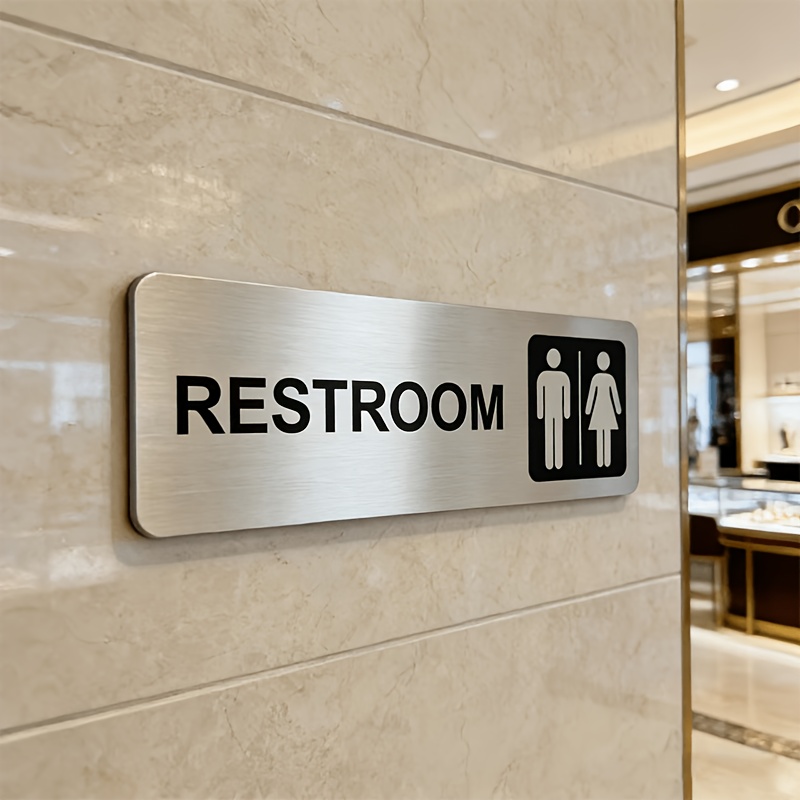 1Pcs Brushed Metal Restroom Si - Home Bathroom Door Signs review and price
